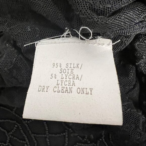 Lafayette 148 New York Sheer Beaded Sleeveless Top Peplum Black Size 8 New - Picture 8 of 9